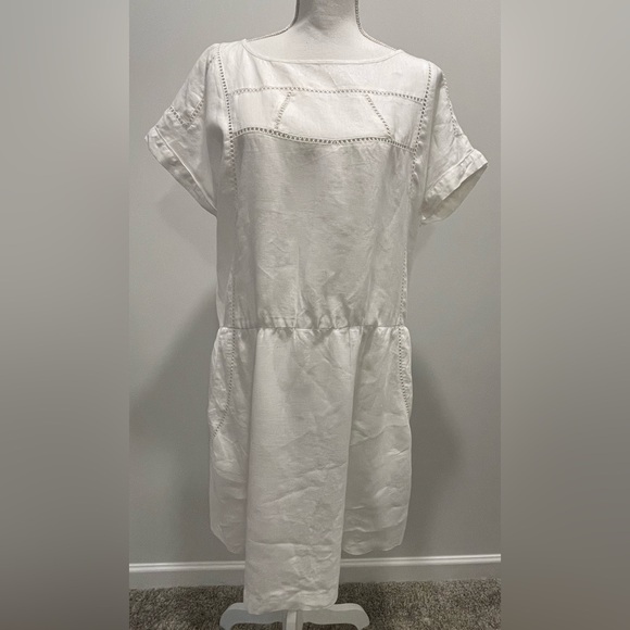 Joe Fresh White Short Sleeve Linen Dress - Picture 1 of 5